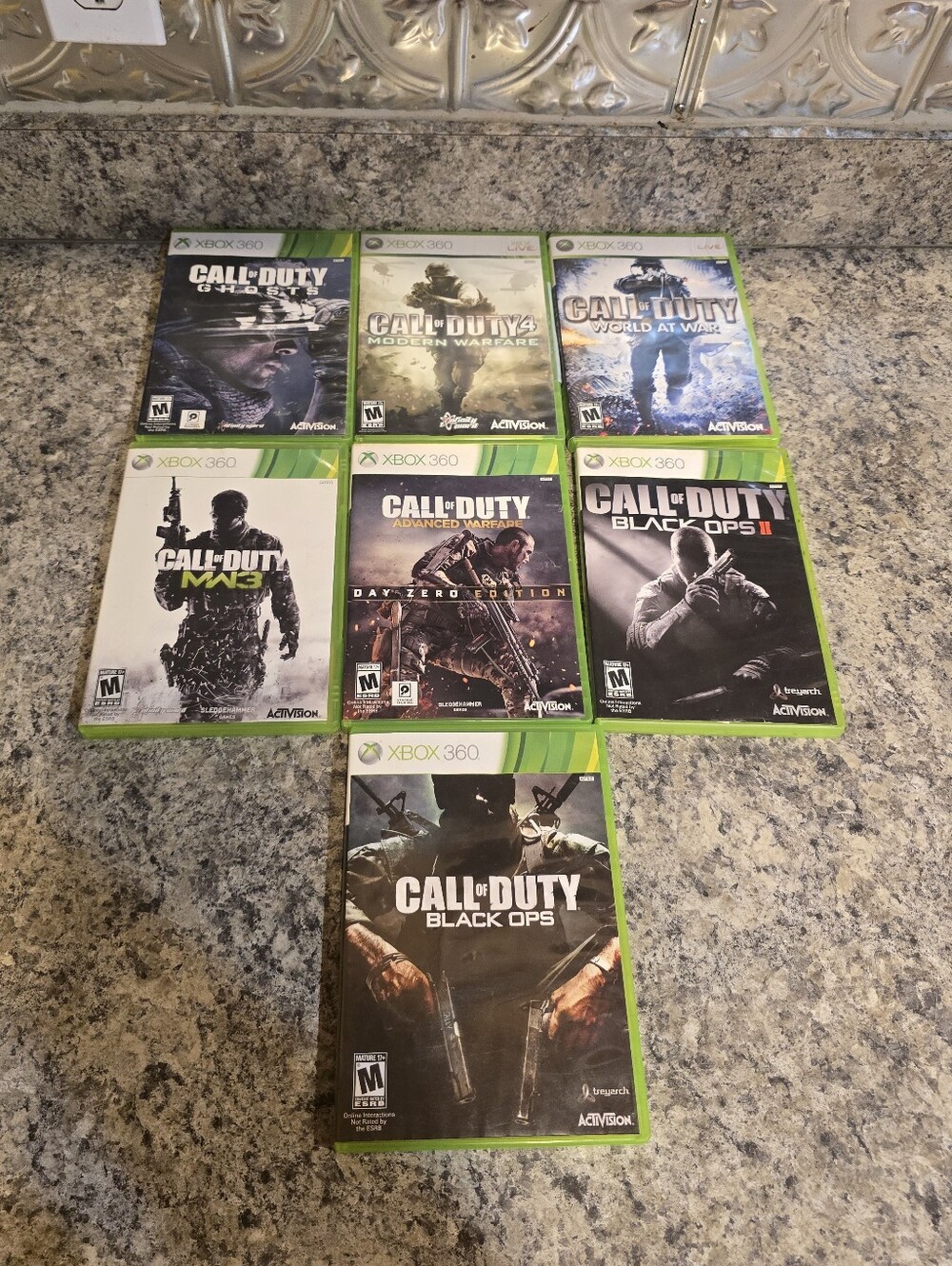 Call Of Duty Lot Of 7 Games Xbox 360 (Black Ops/Advanced Warfare/World Of War)